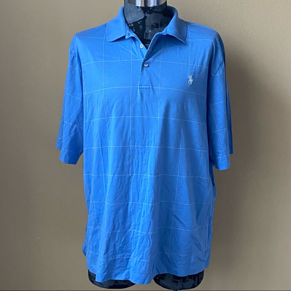 Ralph Lauren Golf Polo Blue/White Grid Polo Shirt